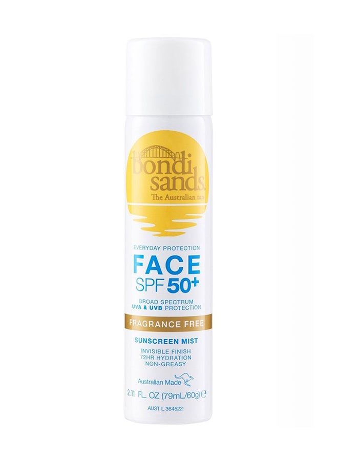 BONDI SANDS رذاذ وجه خالي من العطر SPF 50+ 60 جرام – بخاخ واقي شمس غير مرئي - Image 1